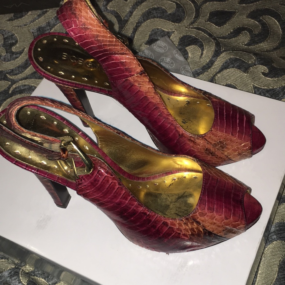 BCBGirls snakeskin platform heels